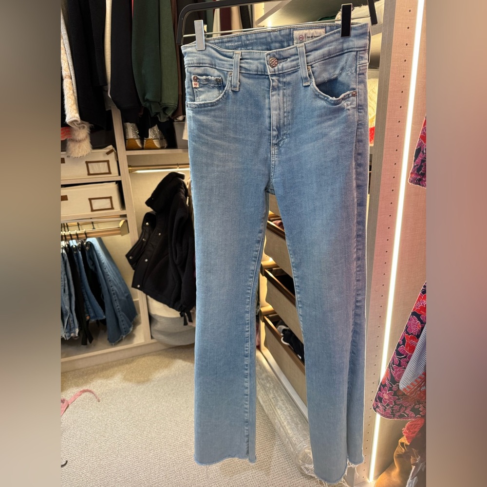 AG Adriano Goldschmied Light Blue Farrah boot high rise Jeans